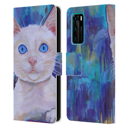 Jody Wright Dog And Cat Collection Pretty Blue Eyes Leather Book Wallet Case Cover For Huawei P40 5G