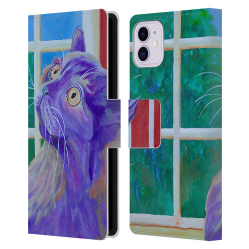 Jody Wright Dog And Cat Collection Just Outside The Window Leather Book Wallet Case Cover For Apple iPhone 11