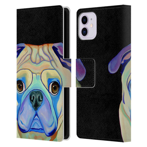 Jody Wright Dog And Cat Collection Pug Leather Book Wallet Case Cover For Apple iPhone 11