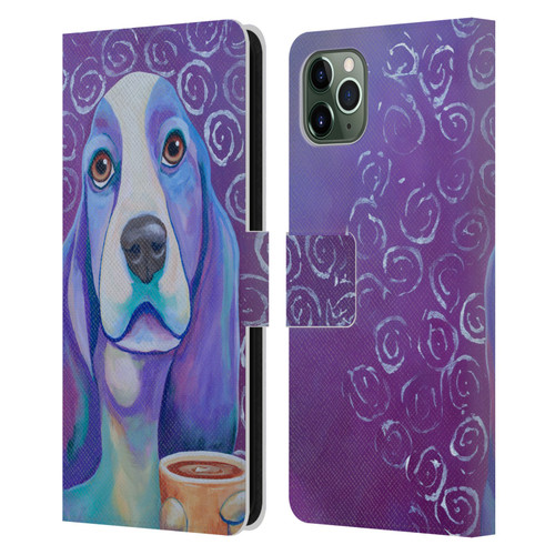 Jody Wright Dog And Cat Collection Caffeine Is Mandatory Leather Book Wallet Case Cover For Apple iPhone 11 Pro Max