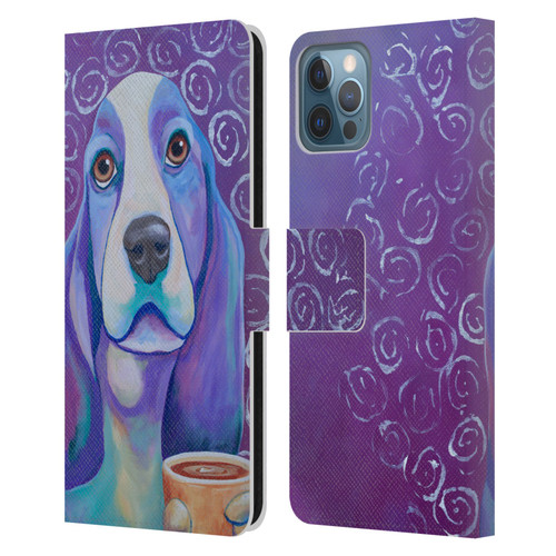 Jody Wright Dog And Cat Collection Caffeine Is Mandatory Leather Book Wallet Case Cover For Apple iPhone 12 / iPhone 12 Pro