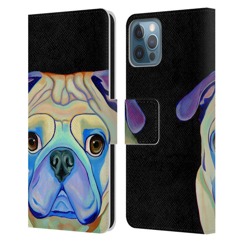 Jody Wright Dog And Cat Collection Pug Leather Book Wallet Case Cover For Apple iPhone 12 / iPhone 12 Pro