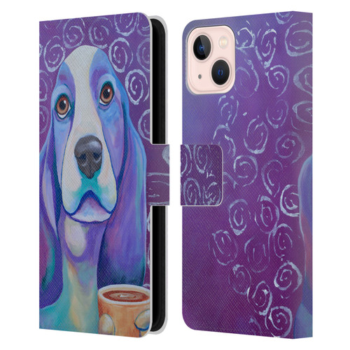 Jody Wright Dog And Cat Collection Caffeine Is Mandatory Leather Book Wallet Case Cover For Apple iPhone 13