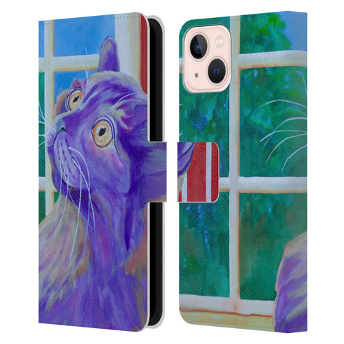 Jody Wright Dog And Cat Collection Just Outside The Window Leather Book Wallet Case Cover For Apple iPhone 13