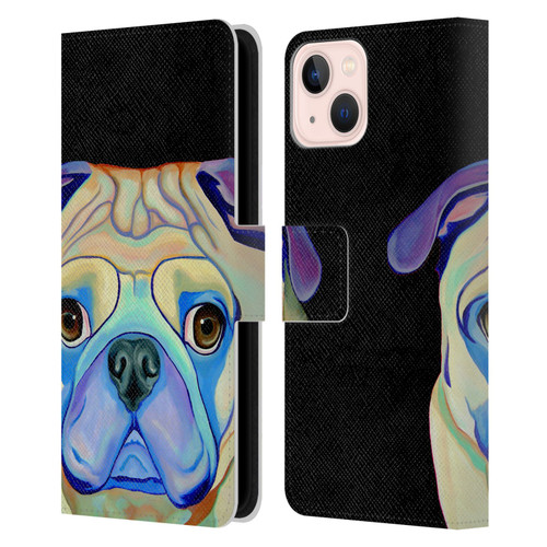 Jody Wright Dog And Cat Collection Pug Leather Book Wallet Case Cover For Apple iPhone 13