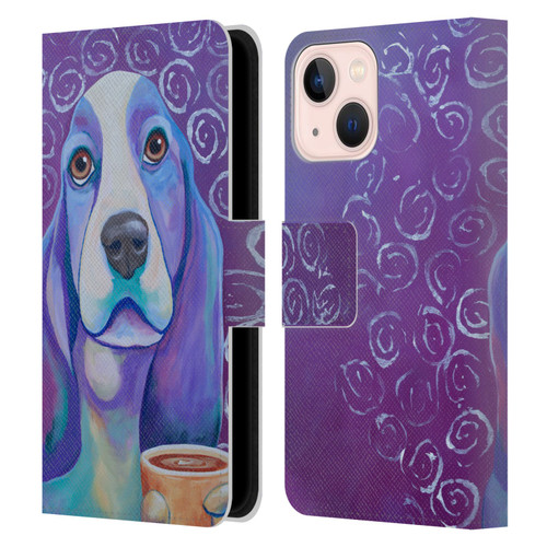 Jody Wright Dog And Cat Collection Caffeine Is Mandatory Leather Book Wallet Case Cover For Apple iPhone 13 Mini