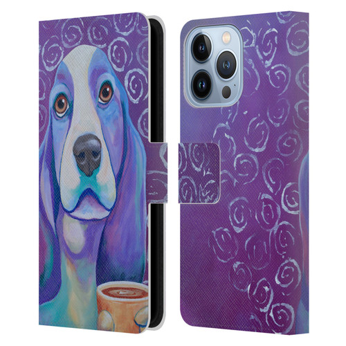Jody Wright Dog And Cat Collection Caffeine Is Mandatory Leather Book Wallet Case Cover For Apple iPhone 13 Pro