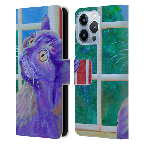 Jody Wright Dog And Cat Collection Just Outside The Window Leather Book Wallet Case Cover For Apple iPhone 13 Pro