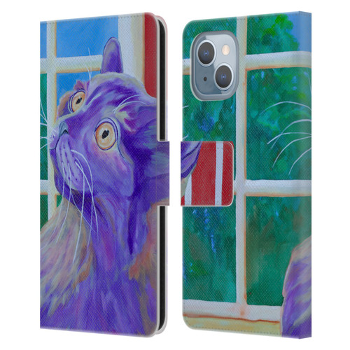 Jody Wright Dog And Cat Collection Just Outside The Window Leather Book Wallet Case Cover For Apple iPhone 14
