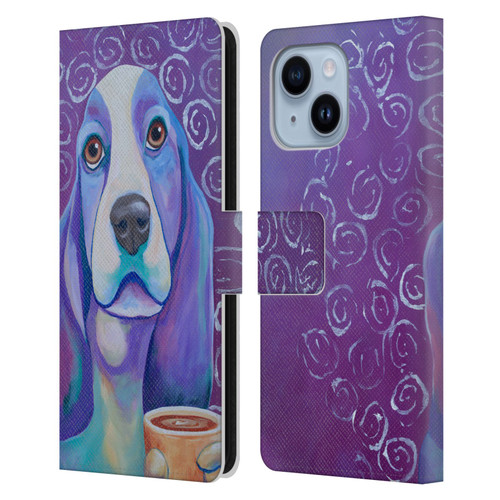 Jody Wright Dog And Cat Collection Caffeine Is Mandatory Leather Book Wallet Case Cover For Apple iPhone 14 Plus