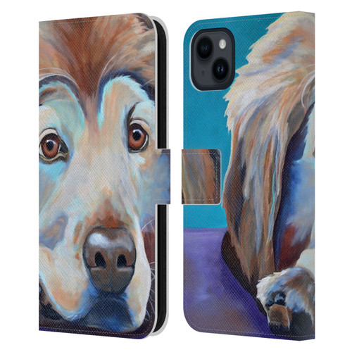 Jody Wright Dog And Cat Collection A Little Rest & Relaxation Leather Book Wallet Case Cover For Apple iPhone 15 Plus
