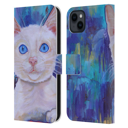 Jody Wright Dog And Cat Collection Pretty Blue Eyes Leather Book Wallet Case Cover For Apple iPhone 15 Plus