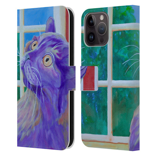 Jody Wright Dog And Cat Collection Just Outside The Window Leather Book Wallet Case Cover For Apple iPhone 15 Pro Max