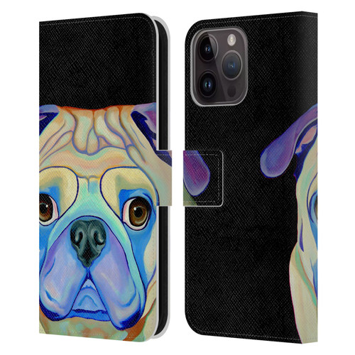 Jody Wright Dog And Cat Collection Pug Leather Book Wallet Case Cover For Apple iPhone 15 Pro Max