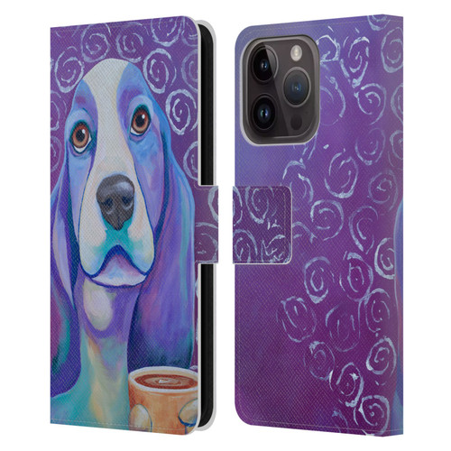 Jody Wright Dog And Cat Collection Caffeine Is Mandatory Leather Book Wallet Case Cover For Apple iPhone 15 Pro