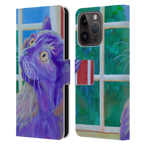Jody Wright Dog And Cat Collection Just Outside The Window Leather Book Wallet Case Cover For Apple iPhone 15 Pro
