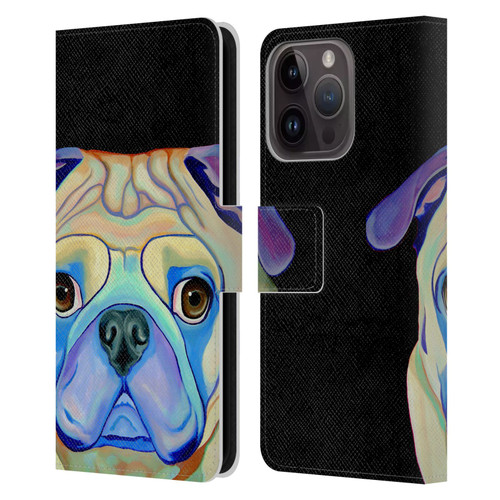 Jody Wright Dog And Cat Collection Pug Leather Book Wallet Case Cover For Apple iPhone 15 Pro