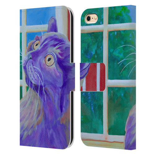 Jody Wright Dog And Cat Collection Just Outside The Window Leather Book Wallet Case Cover For Apple iPhone 6 / iPhone 6s