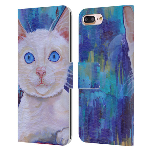 Jody Wright Dog And Cat Collection Pretty Blue Eyes Leather Book Wallet Case Cover For Apple iPhone 7 Plus / iPhone 8 Plus