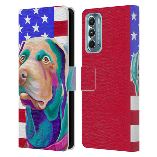 Jody Wright Dog And Cat Collection US Flag Leather Book Wallet Case Cover For Motorola Moto G Stylus 5G (2022)