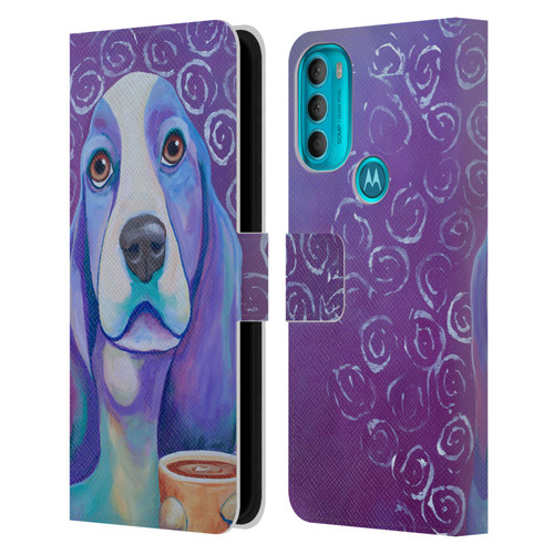 Jody Wright Dog And Cat Collection Caffeine Is Mandatory Leather Book Wallet Case Cover For Motorola Moto G71 5G