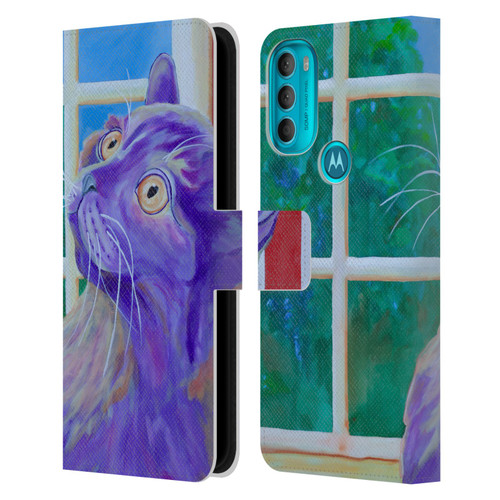 Jody Wright Dog And Cat Collection Just Outside The Window Leather Book Wallet Case Cover For Motorola Moto G71 5G