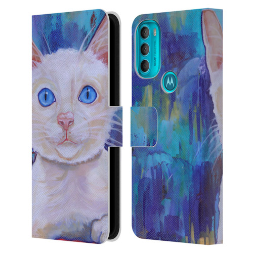 Jody Wright Dog And Cat Collection Pretty Blue Eyes Leather Book Wallet Case Cover For Motorola Moto G71 5G