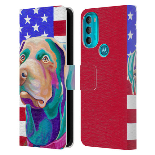 Jody Wright Dog And Cat Collection US Flag Leather Book Wallet Case Cover For Motorola Moto G71 5G