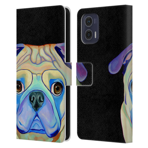 Jody Wright Dog And Cat Collection Pug Leather Book Wallet Case Cover For Motorola Moto G73 5G