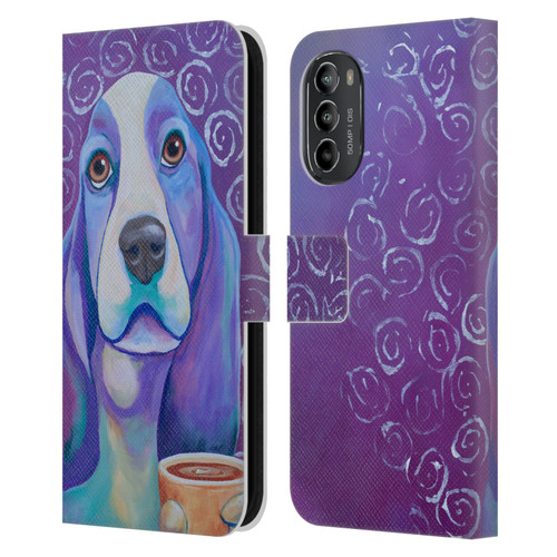 Jody Wright Dog And Cat Collection Caffeine Is Mandatory Leather Book Wallet Case Cover For Motorola Moto G82 5G