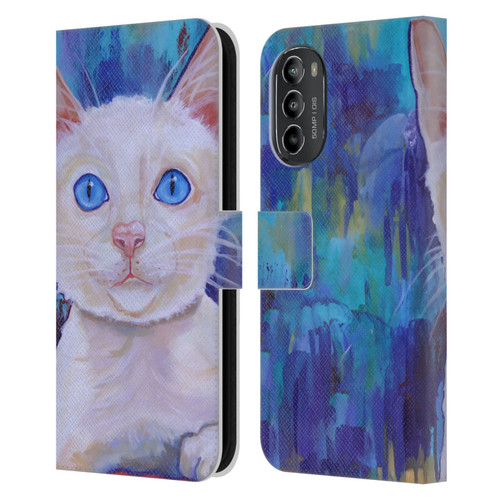 Jody Wright Dog And Cat Collection Pretty Blue Eyes Leather Book Wallet Case Cover For Motorola Moto G82 5G