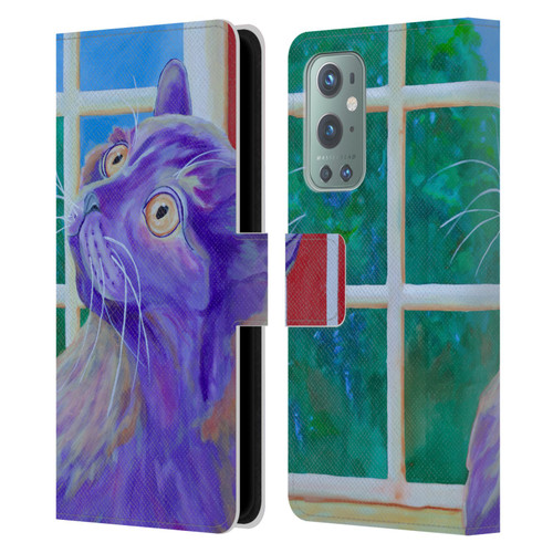 Jody Wright Dog And Cat Collection Just Outside The Window Leather Book Wallet Case Cover For OnePlus 9