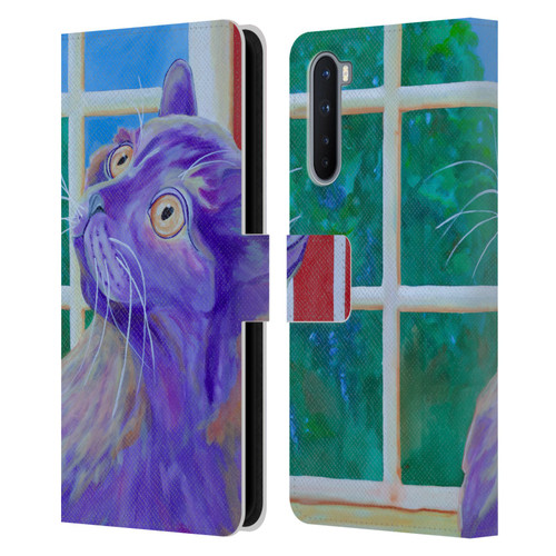 Jody Wright Dog And Cat Collection Just Outside The Window Leather Book Wallet Case Cover For OnePlus Nord 5G