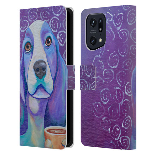Jody Wright Dog And Cat Collection Caffeine Is Mandatory Leather Book Wallet Case Cover For OPPO Find X5 Pro