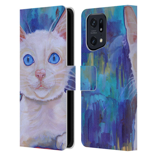 Jody Wright Dog And Cat Collection Pretty Blue Eyes Leather Book Wallet Case Cover For OPPO Find X5 Pro