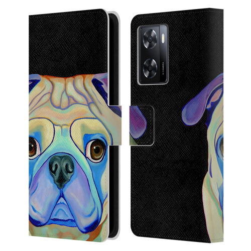 Jody Wright Dog And Cat Collection Pug Leather Book Wallet Case Cover For OPPO A57s