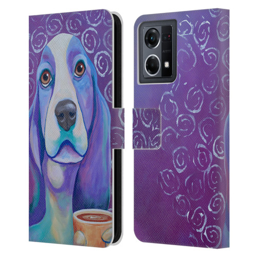 Jody Wright Dog And Cat Collection Caffeine Is Mandatory Leather Book Wallet Case Cover For OPPO Reno8 4G