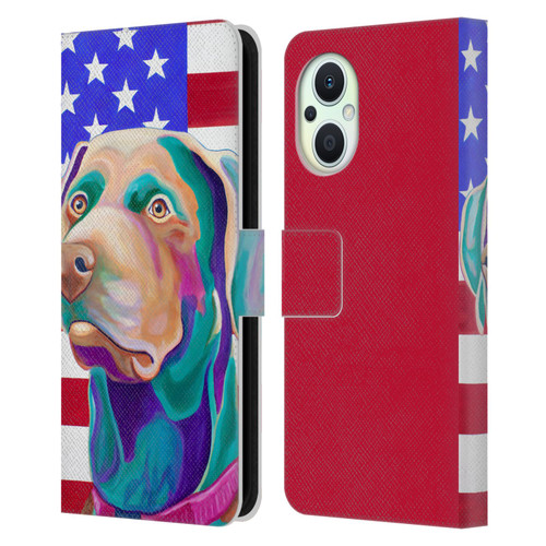 Jody Wright Dog And Cat Collection US Flag Leather Book Wallet Case Cover For OPPO Reno8 Lite