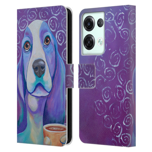 Jody Wright Dog And Cat Collection Caffeine Is Mandatory Leather Book Wallet Case Cover For OPPO Reno8 Pro