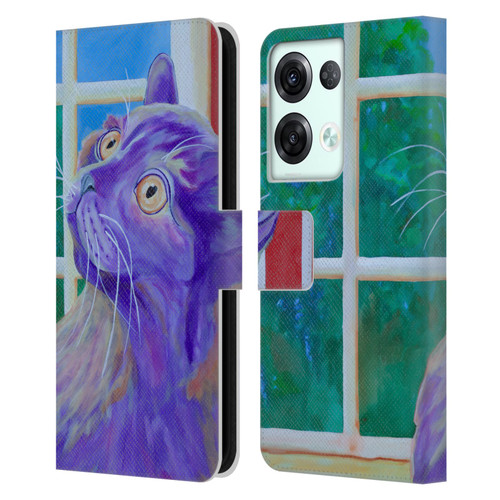 Jody Wright Dog And Cat Collection Just Outside The Window Leather Book Wallet Case Cover For OPPO Reno8 Pro
