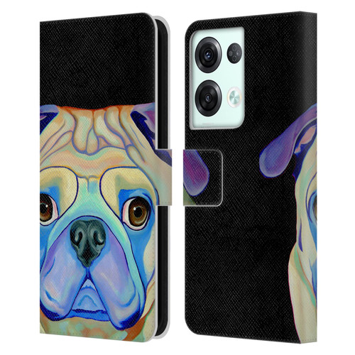 Jody Wright Dog And Cat Collection Pug Leather Book Wallet Case Cover For OPPO Reno8 Pro