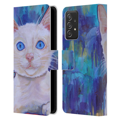 Jody Wright Dog And Cat Collection Pretty Blue Eyes Leather Book Wallet Case Cover For Samsung Galaxy A52 / A52s / 5G (2021)