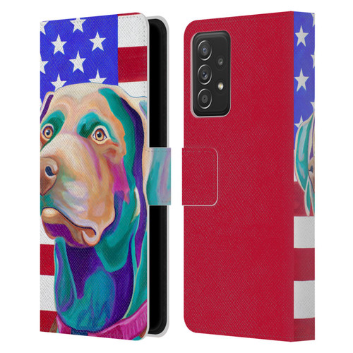 Jody Wright Dog And Cat Collection US Flag Leather Book Wallet Case Cover For Samsung Galaxy A52 / A52s / 5G (2021)
