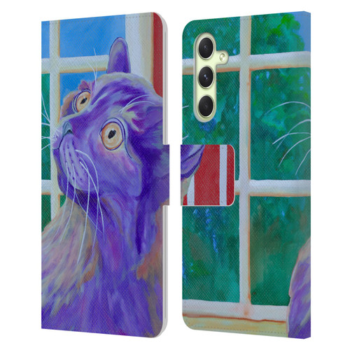 Jody Wright Dog And Cat Collection Just Outside The Window Leather Book Wallet Case Cover For Samsung Galaxy A54 5G