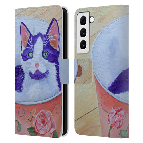 Jody Wright Dog And Cat Collection Bucket Of Love Leather Book Wallet Case Cover For Samsung Galaxy S22 5G
