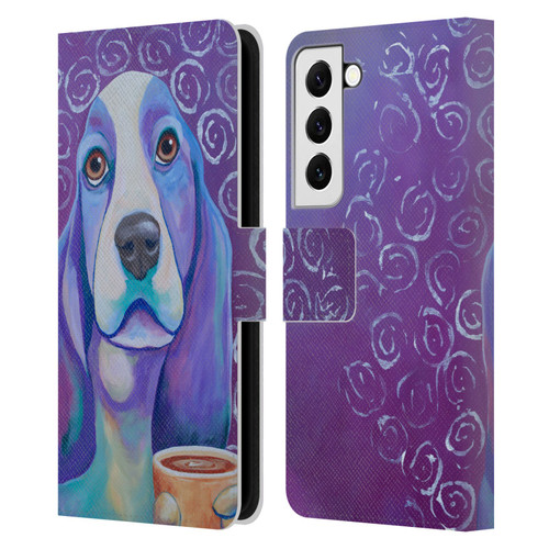 Jody Wright Dog And Cat Collection Caffeine Is Mandatory Leather Book Wallet Case Cover For Samsung Galaxy S22 5G