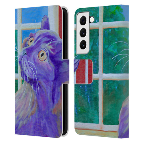 Jody Wright Dog And Cat Collection Just Outside The Window Leather Book Wallet Case Cover For Samsung Galaxy S22 5G
