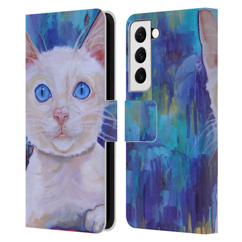 Jody Wright Dog And Cat Collection Pretty Blue Eyes Leather Book Wallet Case Cover For Samsung Galaxy S22 5G