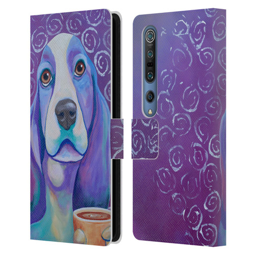 Jody Wright Dog And Cat Collection Caffeine Is Mandatory Leather Book Wallet Case Cover For Xiaomi Mi 10 5G / Mi 10 Pro 5G