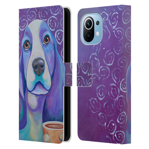 Jody Wright Dog And Cat Collection Caffeine Is Mandatory Leather Book Wallet Case Cover For Xiaomi Mi 11